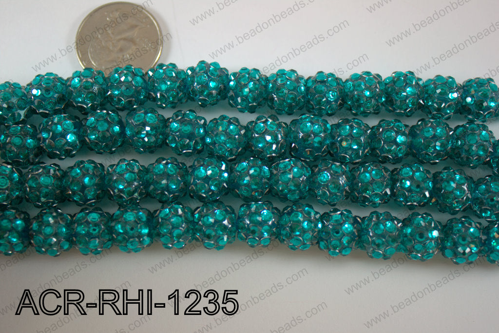Acrylic Rhinestones Round 12mm turquoise ACR-RHI-1235