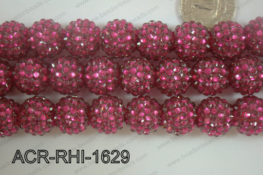 Acrylic Rhinestone Round 16mm Dark Pink ACR-RHI-1629