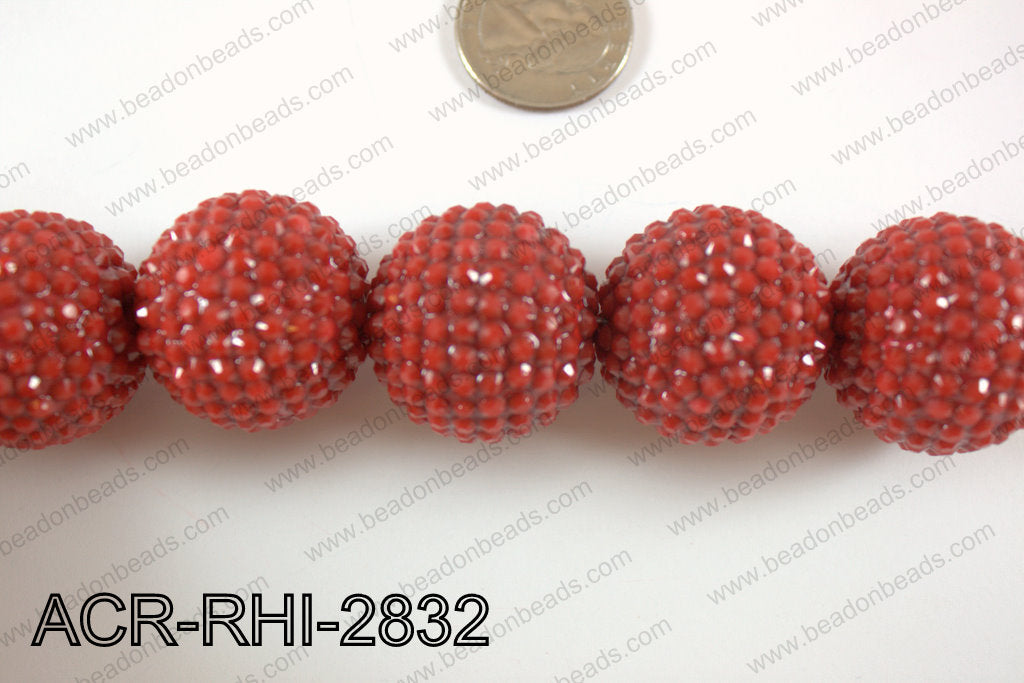 Acrylic Rhinestones Round 28mm Red ACR-RHI-2832