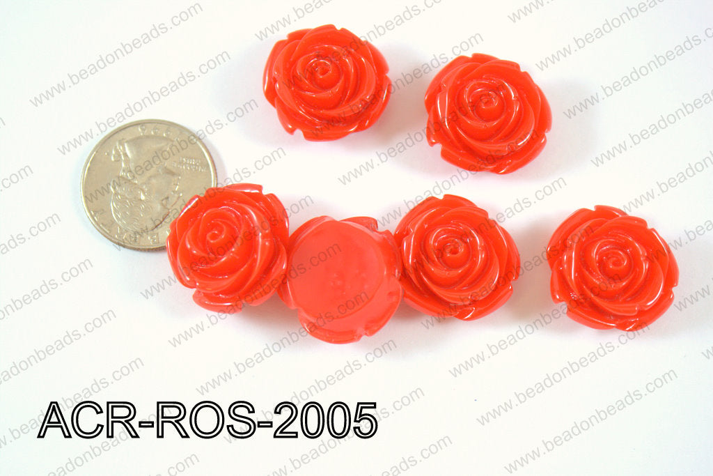 Acrylic Rose bead 20mm red ACR-ROS-2005