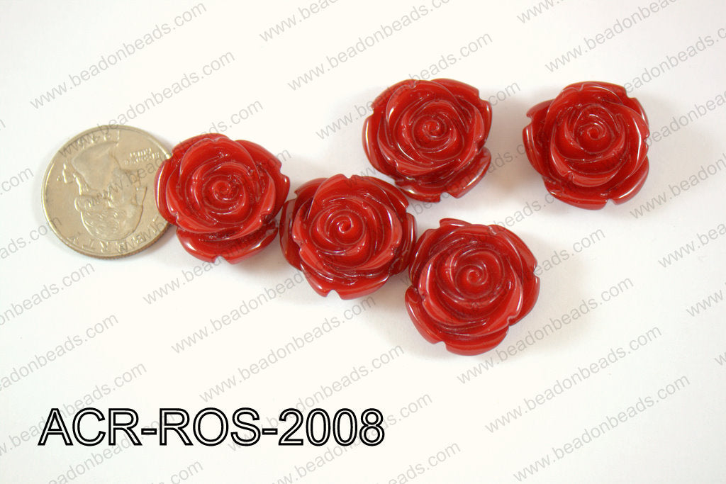 Acrylic Rose bead 20mm dark red ACR-ROS-2008