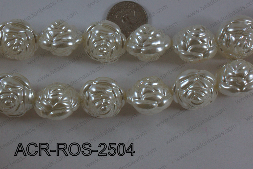 Acrylic Rose 25mm white ACR-ROS-2504