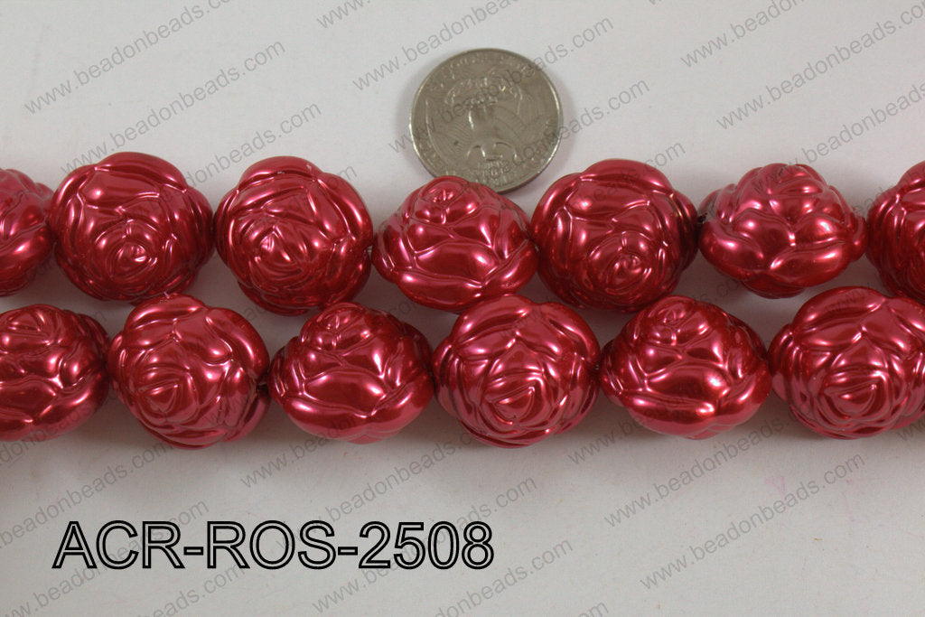 Acrylic Rose 25mm red ACR-ROS-2508