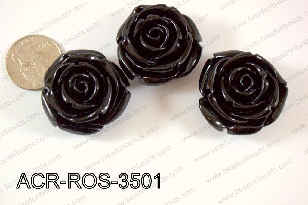 Acrylic Rose bead 35mm black ACR-ROS-3501