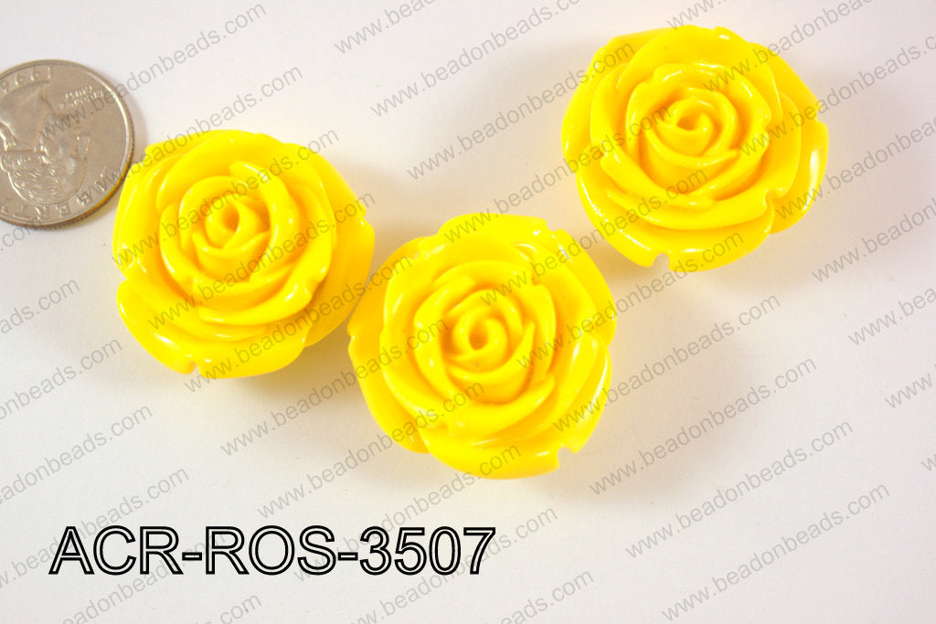 Acrylic Rose bead 35mm yellow ACR-ROS-3507