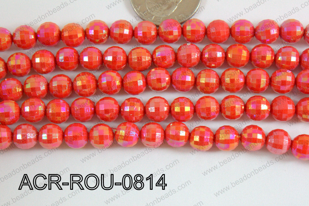 Acrylic Round faceted 8mm red ACR-ROU-0814