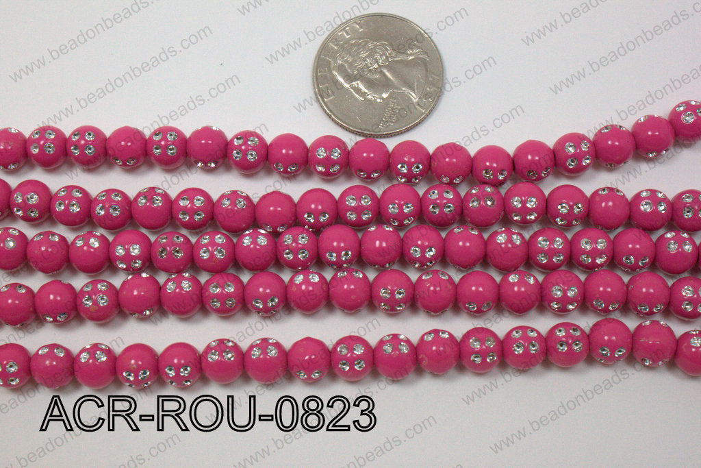 Acrylic Dice Round Hot Pink 8mm ACR-ROU-0823
