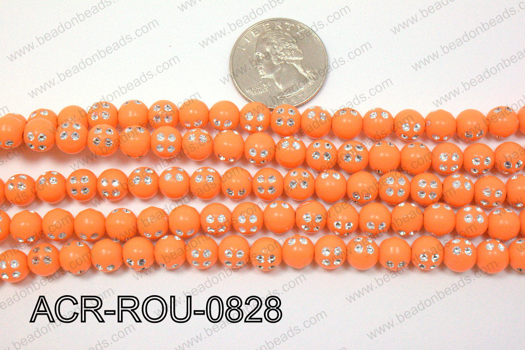Acrylic Dice Round Orange 8mm ACR-ROU-0828