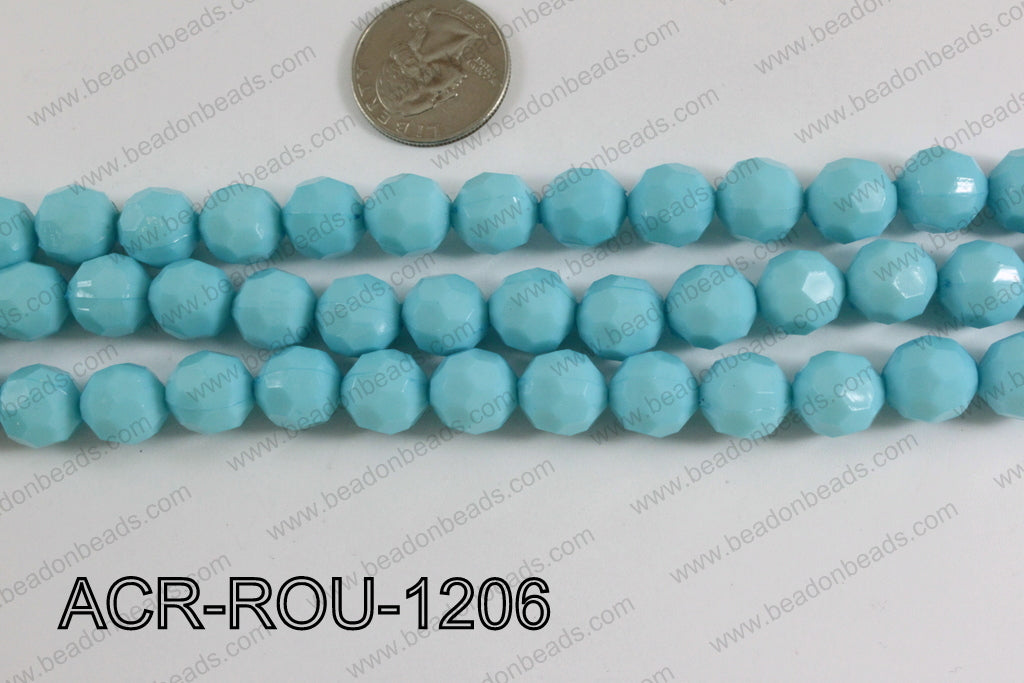 Acrylic Round faceted 12mm light blue ACR-ROU-1206