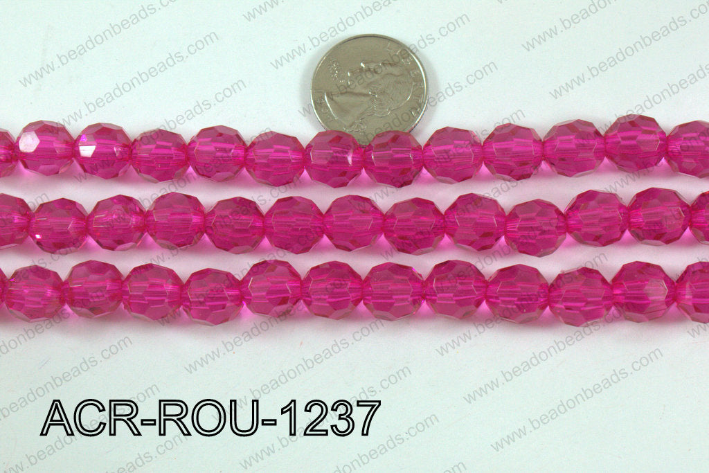 Acrylic Round faceted 12mm hot pink ACR-ROU-1237