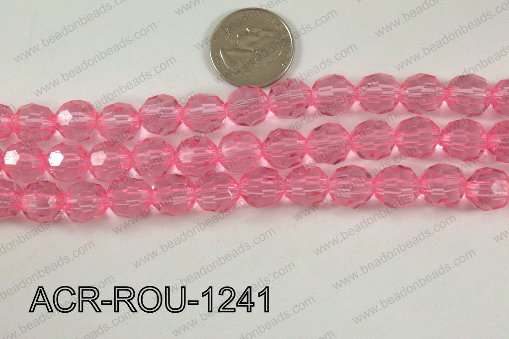 Acrylic Round faceted 12mm light pink ACR-ROU-1241