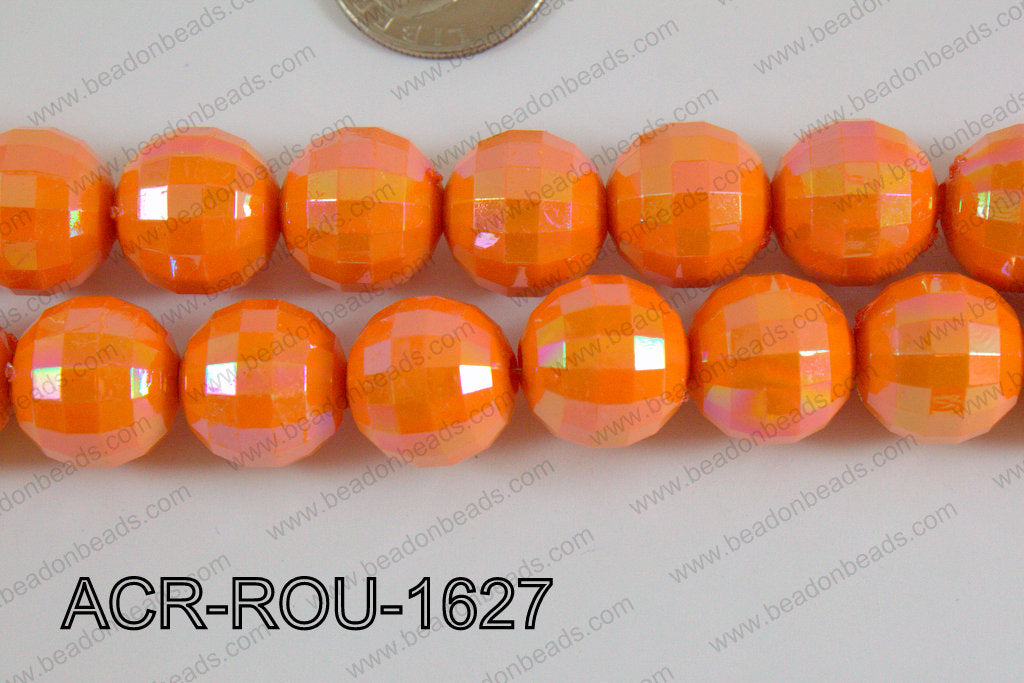Acrylic Round faceted 16mm orange ACR-ROU-1627