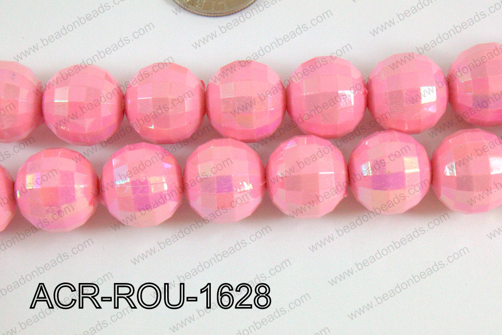 Acrylic Round faceted 16mm light pink ACR-ROU-1628