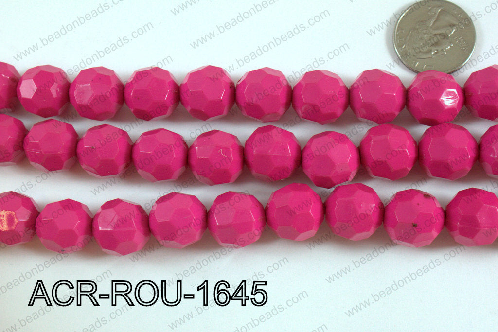 Acrylic Round faceted 16mm dark pink ACR-ROU-1645