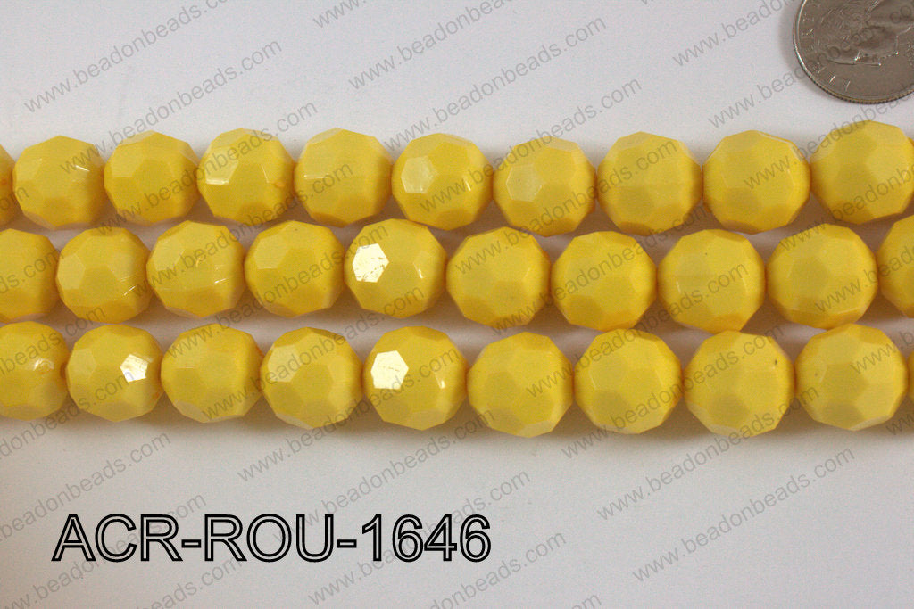 Acrylic Round faceted 16mm yellow ACR-ROU-1646