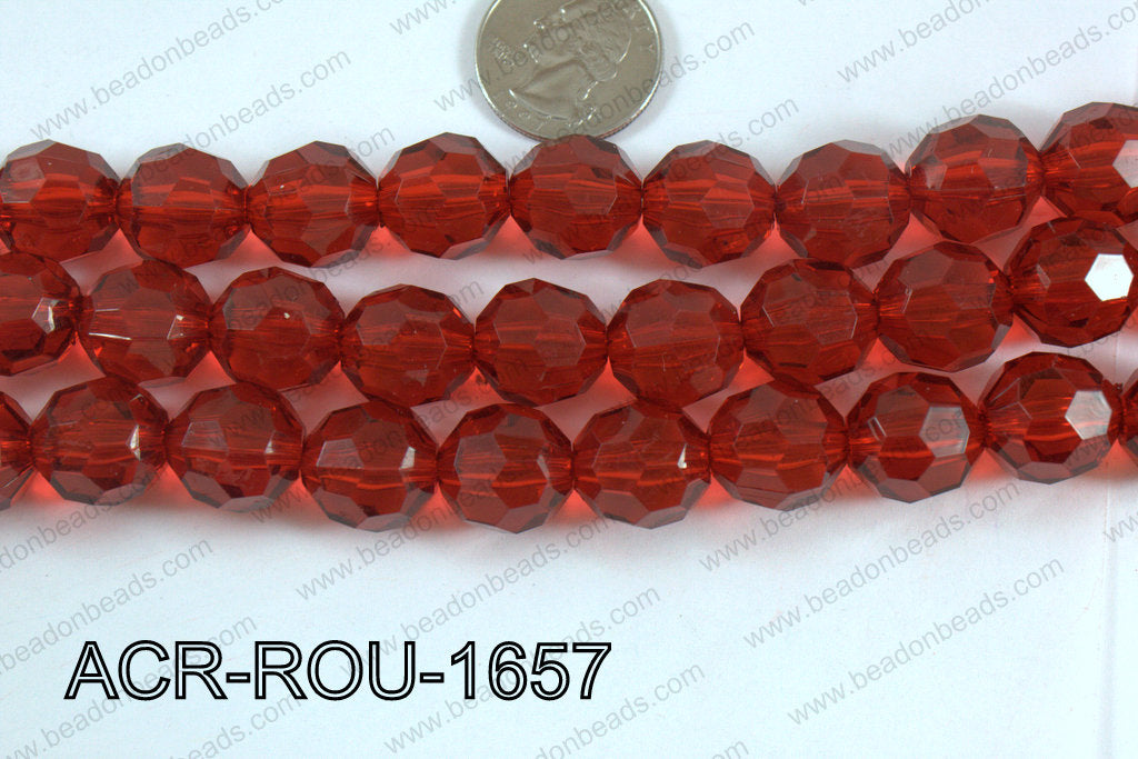 Acrylic Round faceted 16mm red ACR-ROU-1657