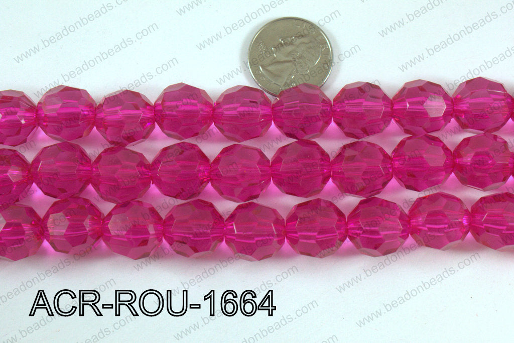 Acrylic Round faceted 16mm hot pink ACR-ROU-1664