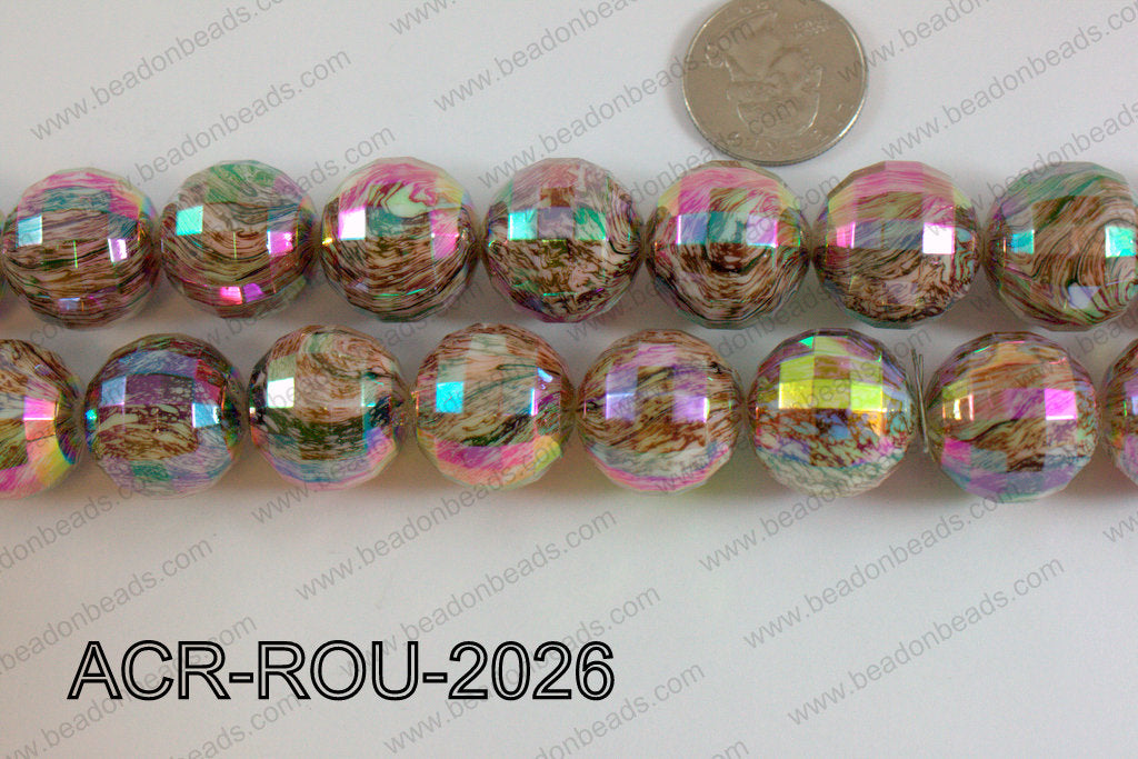 Acrylic Round faceted 20mm Brown ACR-ROU-2026