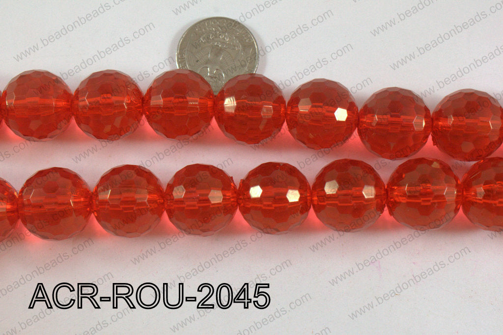 Acrylic Round 48cut faceted 20mm red ACR-ROU-2045