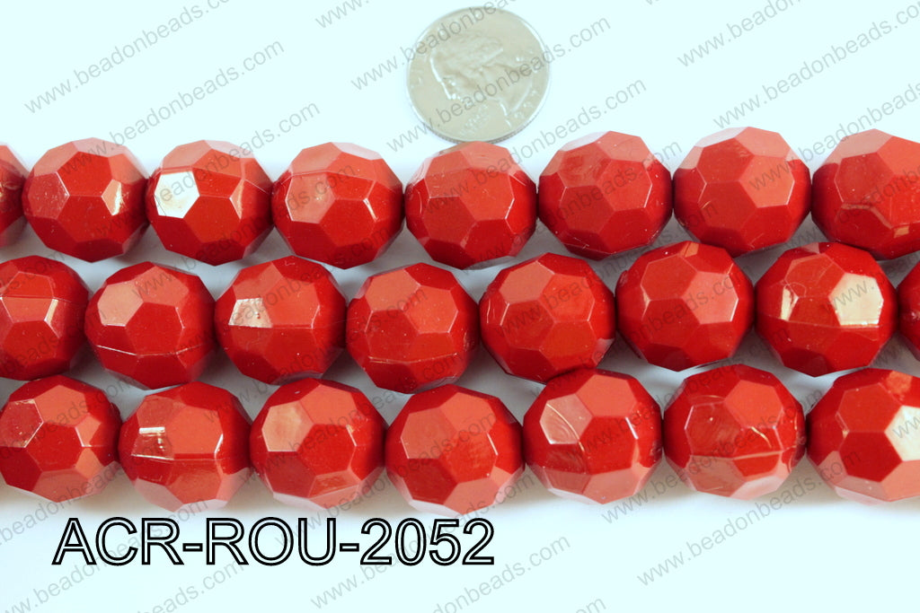 Acrylic Round faceted 20mm red ACR-ROU-2052