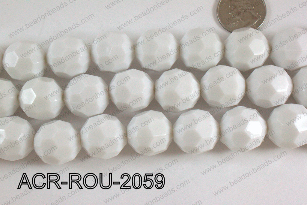 Acrylic Round faceted 20mm white ACR-ROU-2059