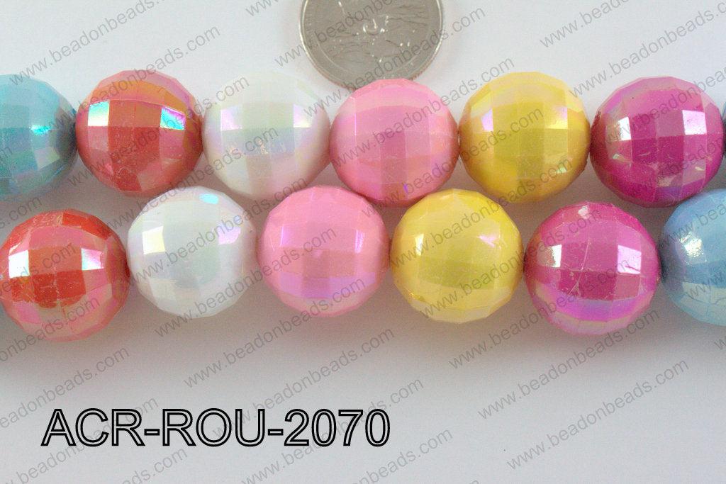 Acrylic Faceted Round Multicolor 20mm ACR-ROU-2070