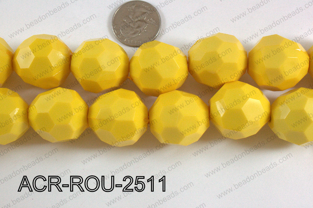 Acrylic Round faceted 25mm yellow ACR-ROU-2511