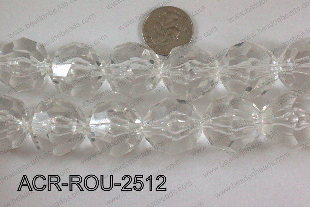 Acrylic Round Faceted Clear 25mm ACR-ROU-2512