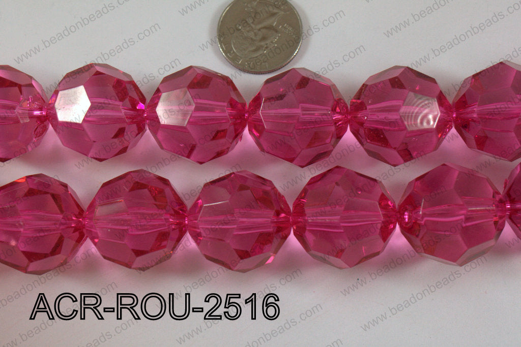 Acrylic Round Faceted Hot Pink 25mm ACR-ROU-2516