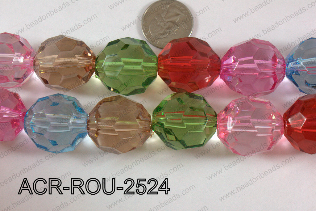 Acrylic Round Faceted Multicolor2 25mm ACR-ROU-2524