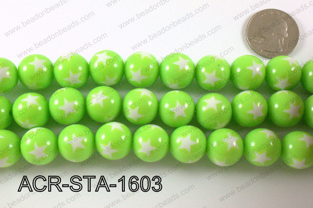 Acrylic Star Round Green 16mm ACR-STA-1603
