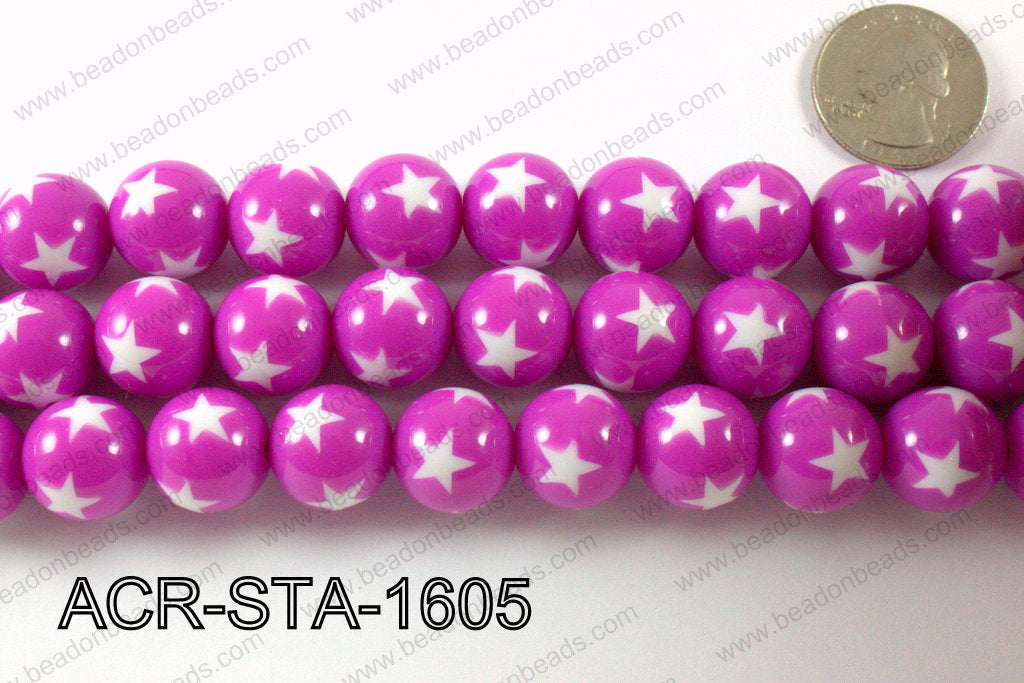 Acrylic Star Round Plum Purple 16mm ACR-STA-1605