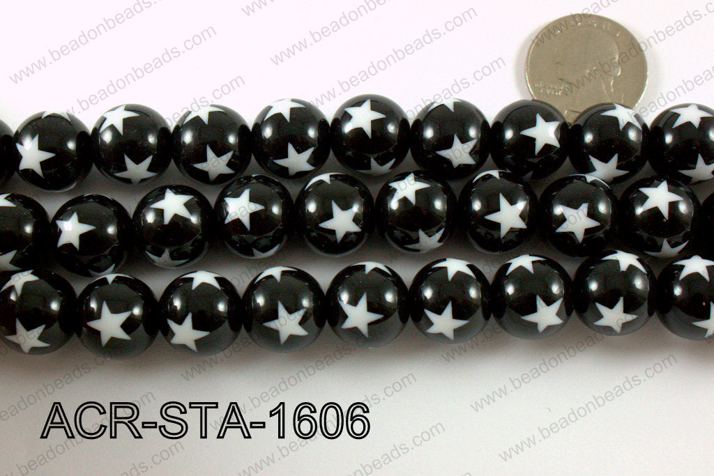 Acrylic Star Round Black 16mm ACR-STA-1606