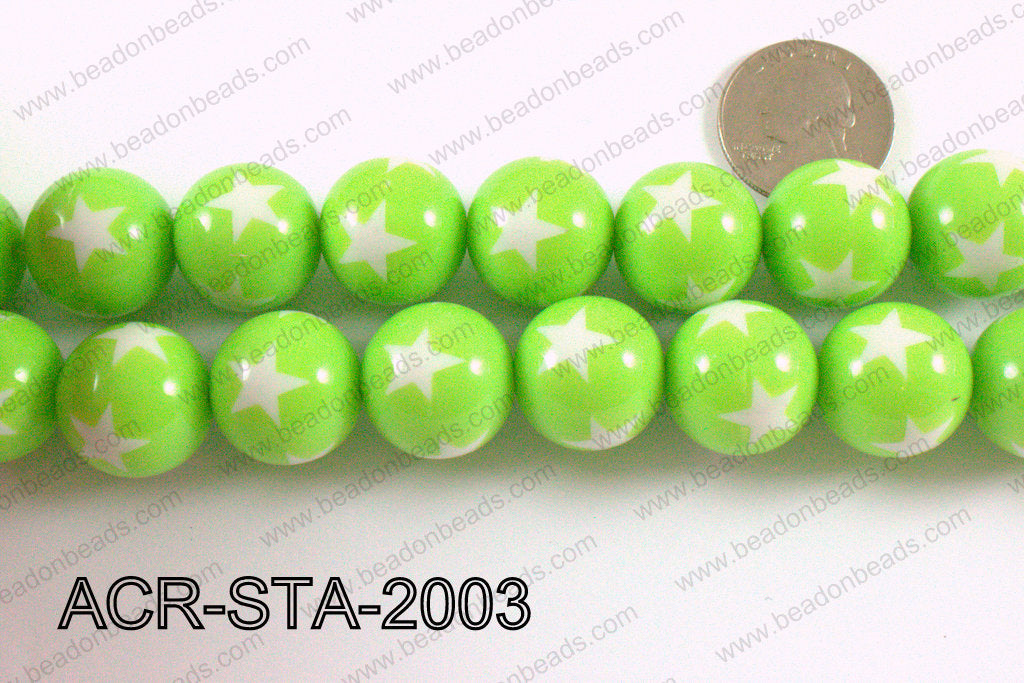 Acrylic Star Round Green 20mm ACR-STA-2003