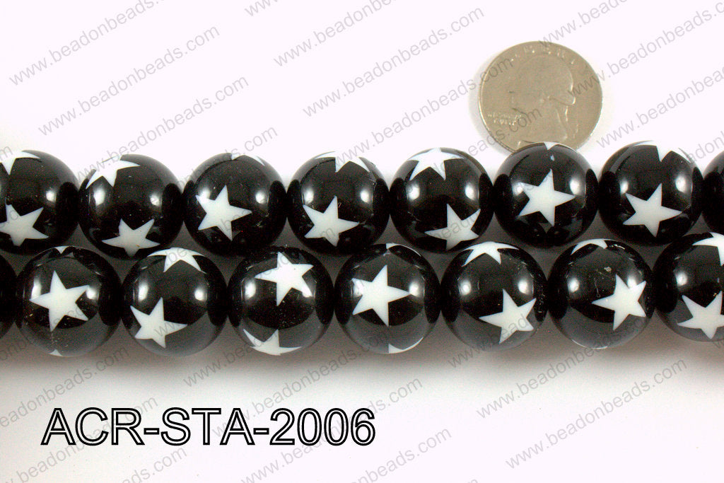Acrylic Star Round Black 20mm ACR-STA-2006