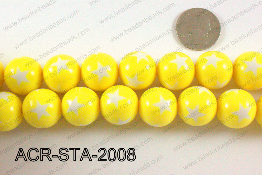 Acrylic Star Round Yellow 20mm ACR-STA-2008