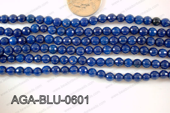 Blue Agate Round Faceted 6mm AGA-BLU-0601