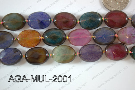 Agate- Multicolor Oval Faceted 15x20mm AGA-MUL-2001