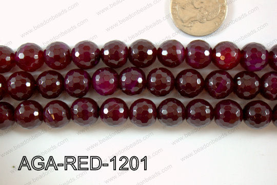 Red Agate Round Faceted 12mm AGA-RED-1201