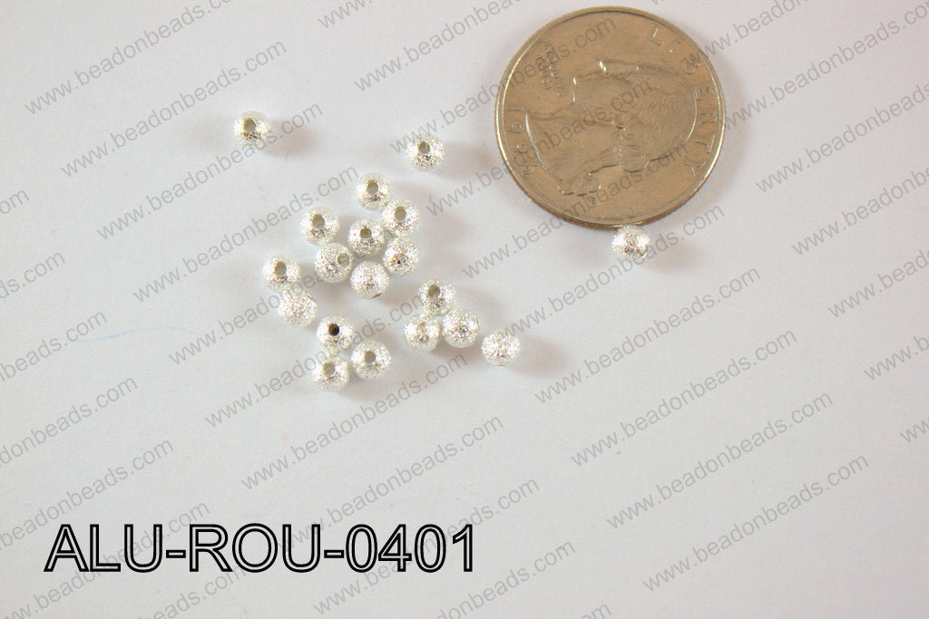 Aluminium Beads Round 4mm Silver ALU-ROU-0401