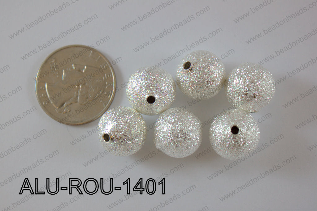 Aluminium Beads Round 14mm silver ALU-ROU-1401