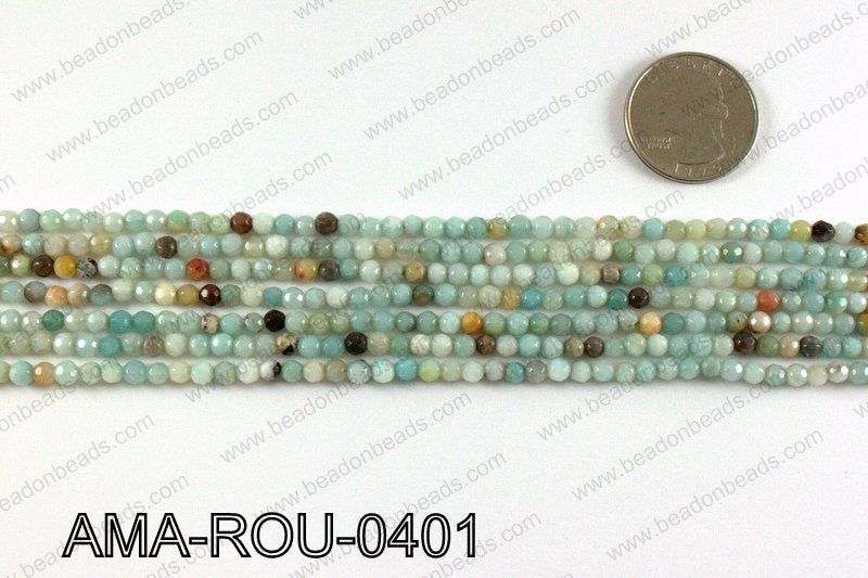Round faceted Amazonite beads 4mm AMA-ROU-0401