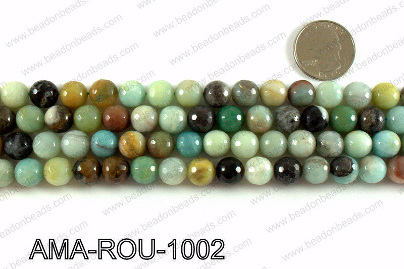 Round faceted Amazonite beads 10mm AMA-ROU-1002