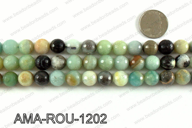 Round faceted Amazonite beads 12mm AMA-ROU-1202