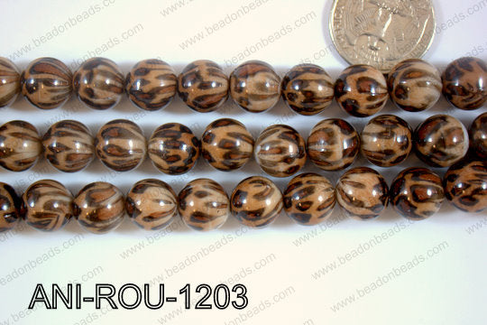 Animal Print Beads Round Brown 12mm ANI-ROU-1203