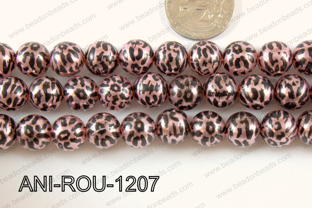 Animal Print Round 12mm metallic pink ANI-ROU-1207