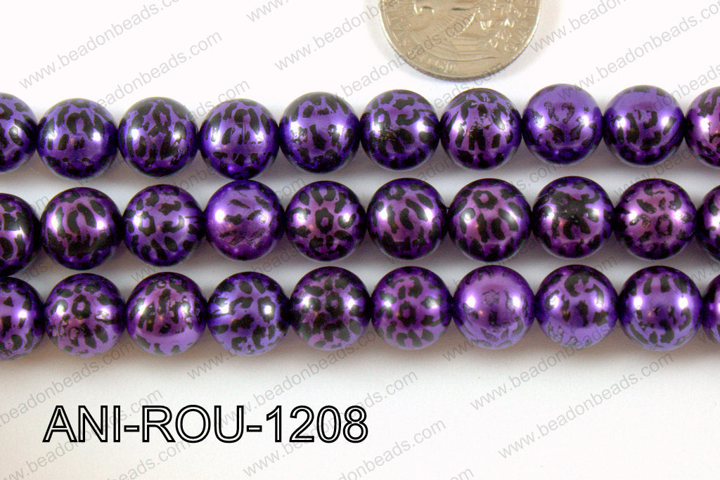 Animal Print Round 12mm metallic purple ANI-ROU-1208