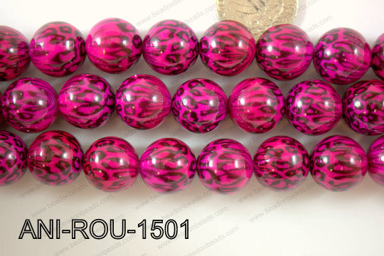 Animal Print Round Pink 15mm ANI-ROU-1501