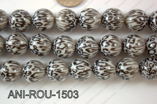 Animal Print Round Black and white 15mm ANI-ROU-1503