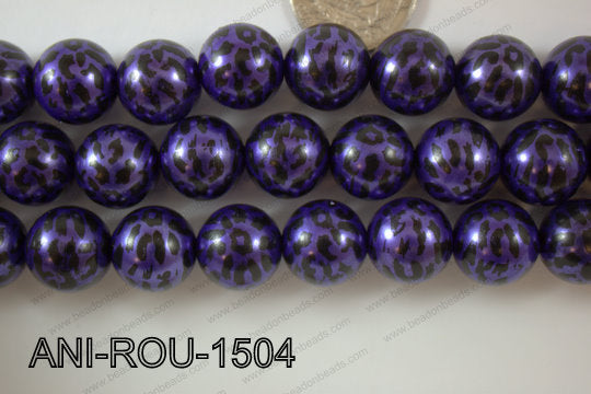 Animal Print Round Purple 15mm ANI-ROU-1504